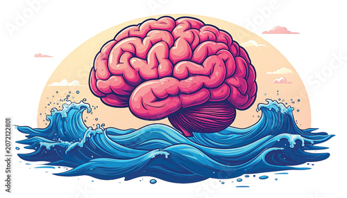 Brain floating on water surface.