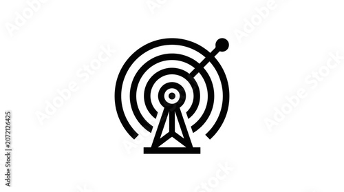 Black radio tower signal transmission icon