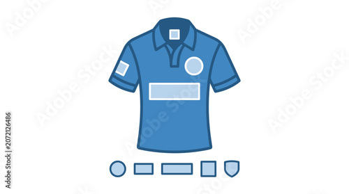 Blue rugby polo shirt with crest