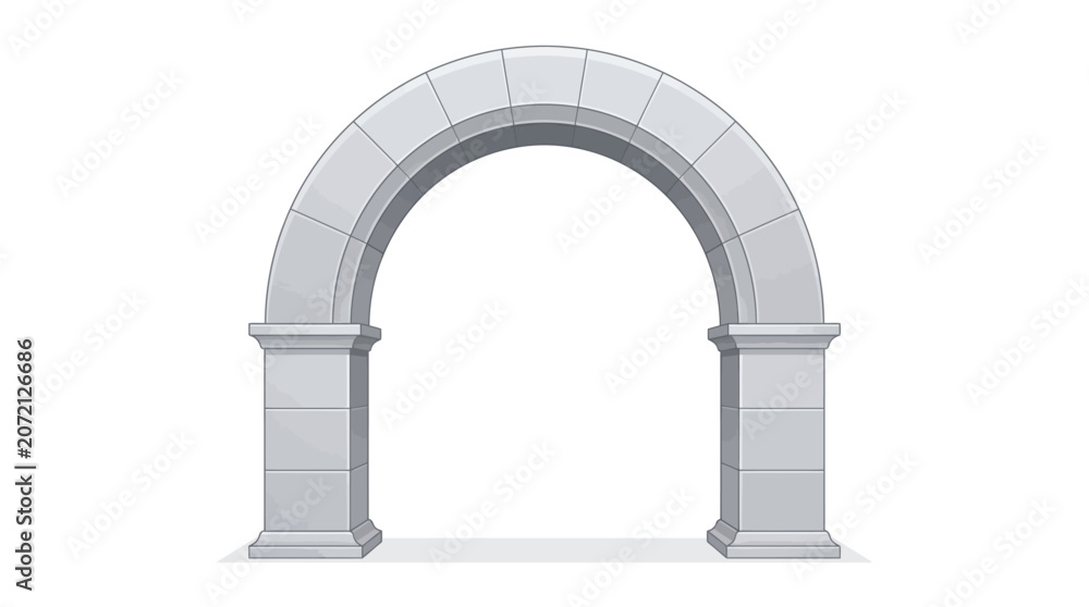Fototapeta premium Minimalist Stone Archway Vector with Classical Architectural Design Isolated on White for Portal Projects