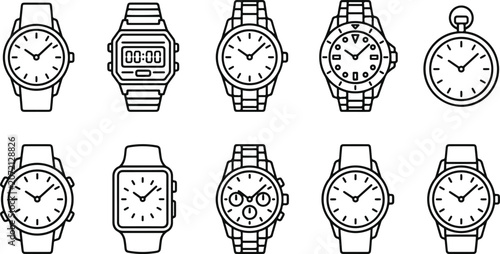 Bild auf Leinwand Collection of various watches and wristwatches