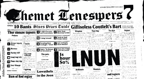 Foto Newspaper with old grunge black paper texture background