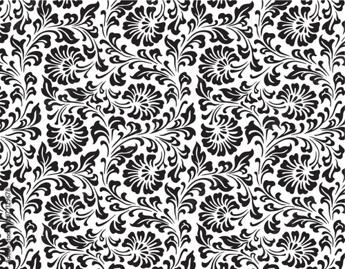 Elegant damask floral ornament seamless background