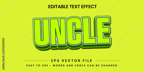 Uncle Lime Green Bold Cartoon 3D Editable Text Effect