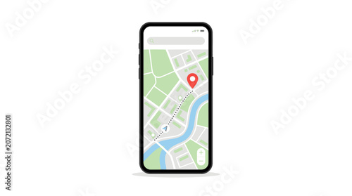 Tracking a package on a map with phone for delivery location and route