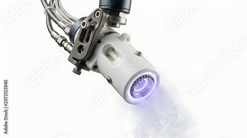 High Tech Plasma Torch Nozzle Industrial Equipment Isolated on White Background