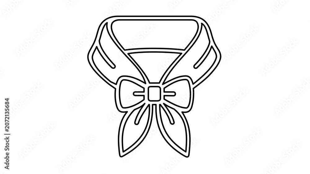 Fototapeta premium Clean flat vector line icon of a professional cabin crew scarf and uniform, ready for aviation service graphics, travel guides, or staff labels.