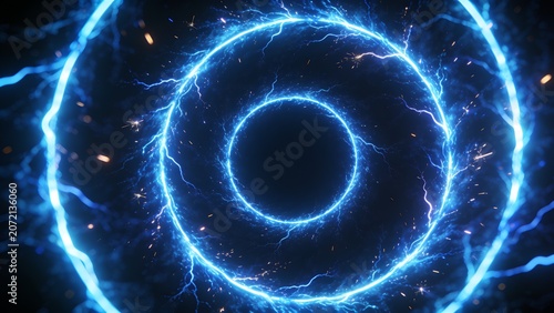 Glowing Blue Neon Energy Portal Background