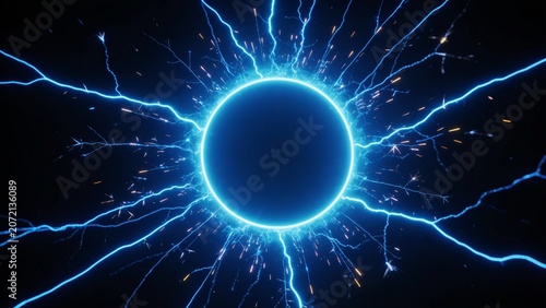 Glowing Blue Neon Energy Portal Background