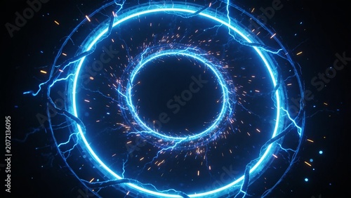 Glowing Blue Neon Energy Portal Background