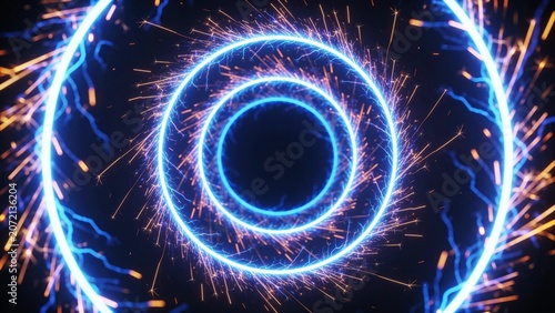 Glowing Blue Neon Energy Portal Background