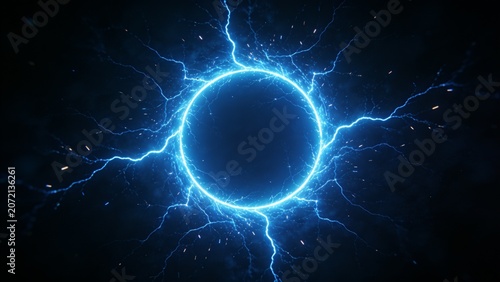 Glowing Blue Neon Energy Portal Background