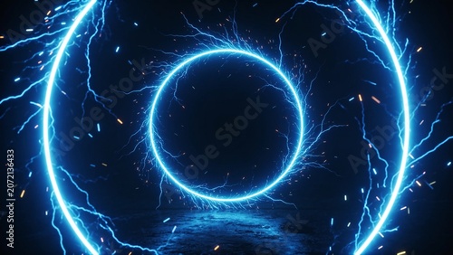 Glowing Blue Neon Energy Portal Background