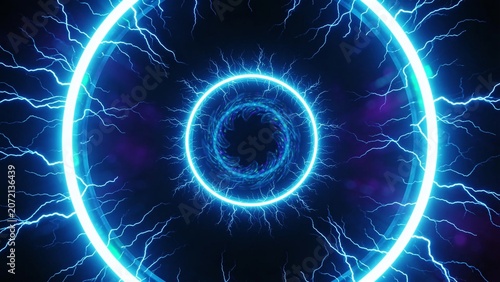 Glowing Blue Neon Energy Portal Background