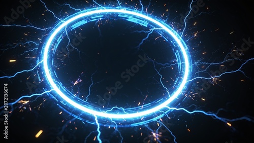 Glowing Blue Neon Energy Portal Background