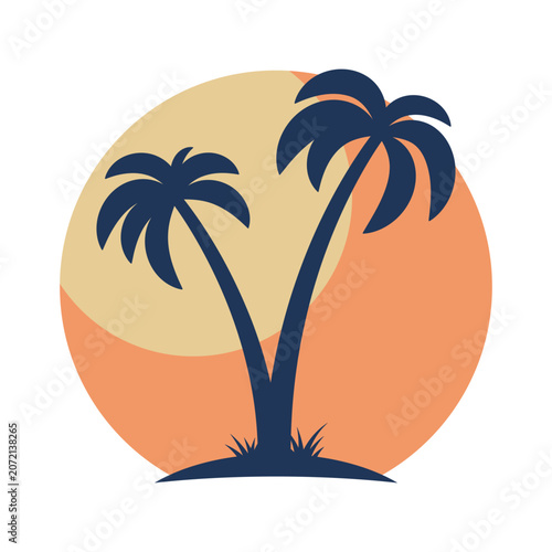 Palm tree icon. Colored silhouette. Front and side view. Vector simple flat graphic illustration. Isolated object on a white background.