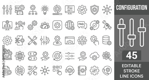 Cuadro en lienzo Configuration icon set. Editable line icons. Vector illustration.