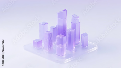 Abstract city of translucent purple crystals