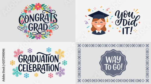 Obraz na płótnie Graduation celebration congratulatory phrases