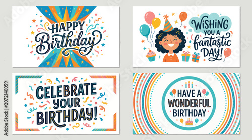 Foto Happy birthday greeting card collection