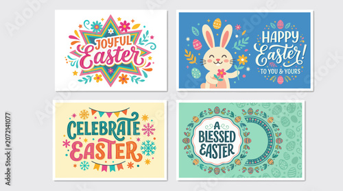 Happy easter greeting cards collection