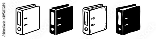 Tableau sur toile Minimalist set of four binder icons in various styles: outline, silhouette, and hand-drawn sketches