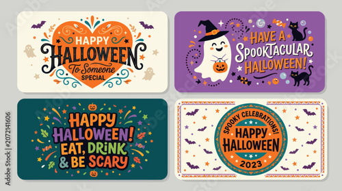 Fotografía Happy halloween festive greetings collection