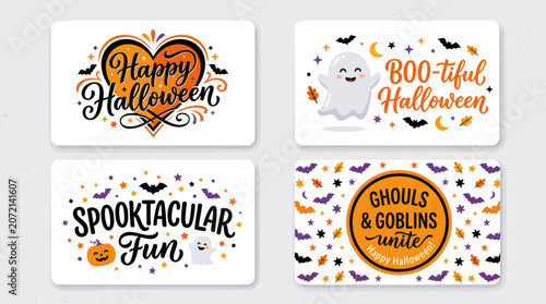 Happy halloween festive greeting cards