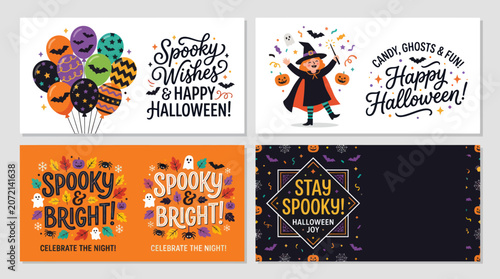 Happy halloween graphic elements and text