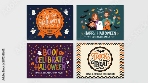 Happy halloween greeting card collection