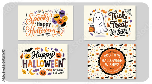 Happy halloween greeting cards collection