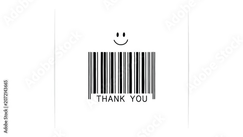 Thank you barcode icon with smiley face shopping gratitude