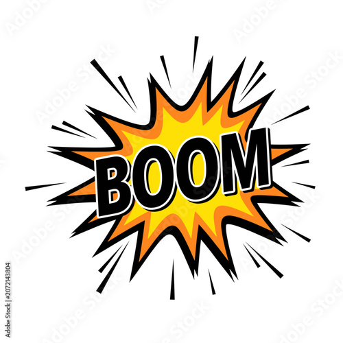 Comic book explosion effect with BOOM text