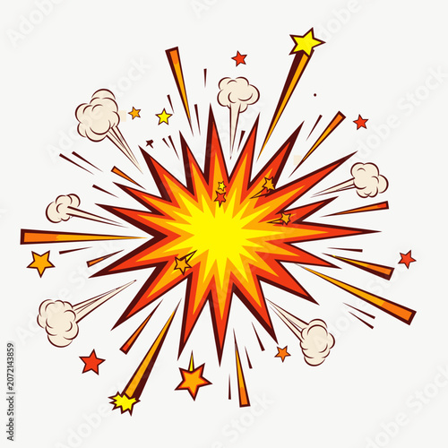 Explosion comic book effect with starburst and smoke