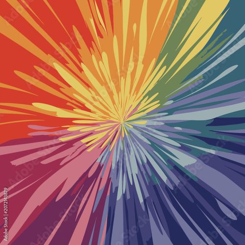 Vibrant colorful explosion of rainbow hues and dynamic lines