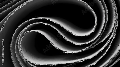 Flowing gray ribbons in deep black space