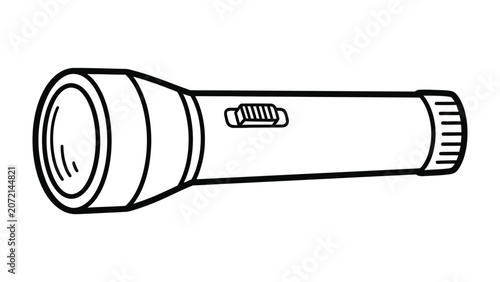 Simple handheld flashlight vector illustration with flashlight