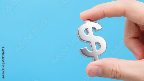 Hand holding silver dollar sign