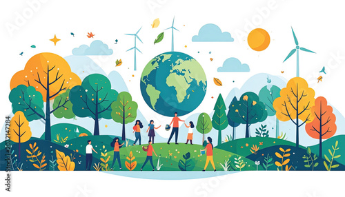 People Holding Large Earth Globe Outdoors.