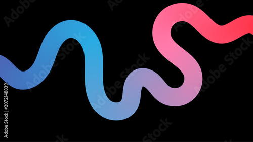 Modern Gradient Wavy Ribbon Abstract Background with Vibrant Color Flow on Black. Colorful Gradient Curved Ribbon Shape with Minimal Abstract Wave Design on Dark Background.
