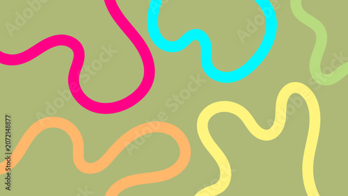 Colorful Abstract Wavy Ribbon Background with Modern Organic Curves and Minimal Flat Design.
Vibrant Squiggle Lines Background Featuring Playful Colorful Curves and Contemporary Abstract Style