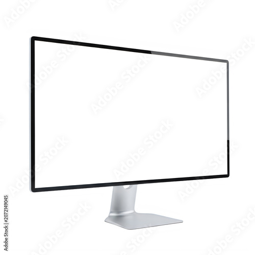 Modern computer monitor with blank screen display isolated on transparent background, illustration