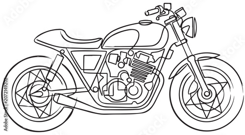 Bild auf Leinwand Vintage motorcycle continuous line drawing vector illustration of a cafe racer f