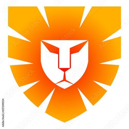 Fotografie A graphic illustration of a lion's face with orange mane