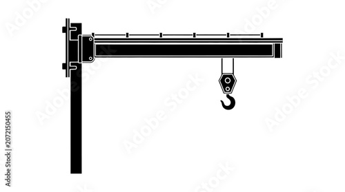 Cantilever crane with hook black silhouette lifting