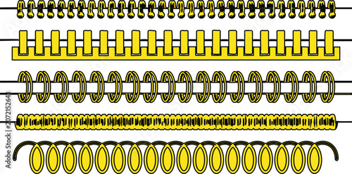 Photos Golden chain link fence vector illustration with decorative metal designs and pa