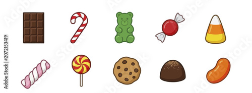 Tableau sur toile Collection of various sweets and confections featuring chocolate and candy treat