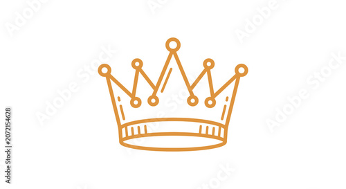 Cuadro en lienzo Golden crown line illustration on white background regal