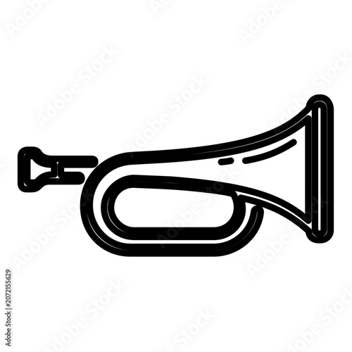 A clean flat vector line icon of a vuvuzela horn, perfect for football supporter badges, fan zone maps, kickoff flyers, or sports celebration layouts.