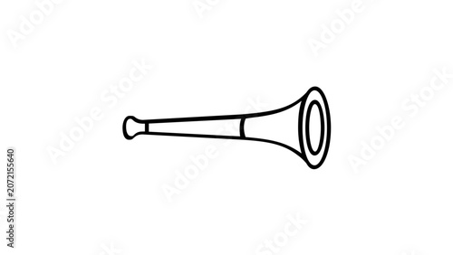A clean flat vector line icon of a vuvuzela horn, suited for soccer fan graphics, stadium cheering signage, match events, or tournament promotions.